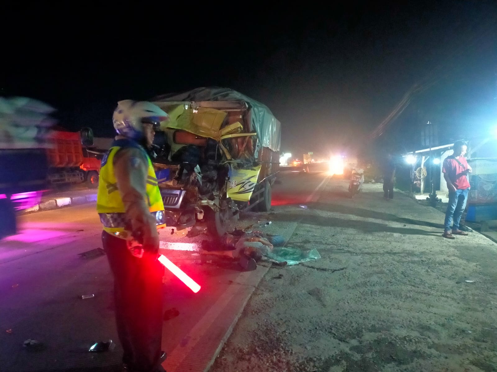 Kecelakaan tunggal terjadi di Pantura Subang,Satu Nyawa Melayang,