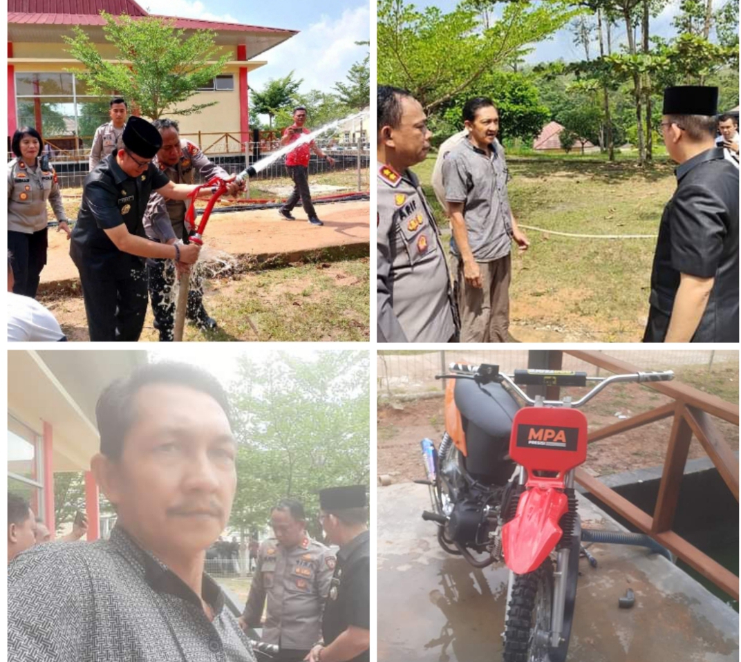 PJ Bupati OKU Uji Coba Hasil Karya Warga Desa Lubuk Batang Baru Wal Asri Dan Kapolres OKU