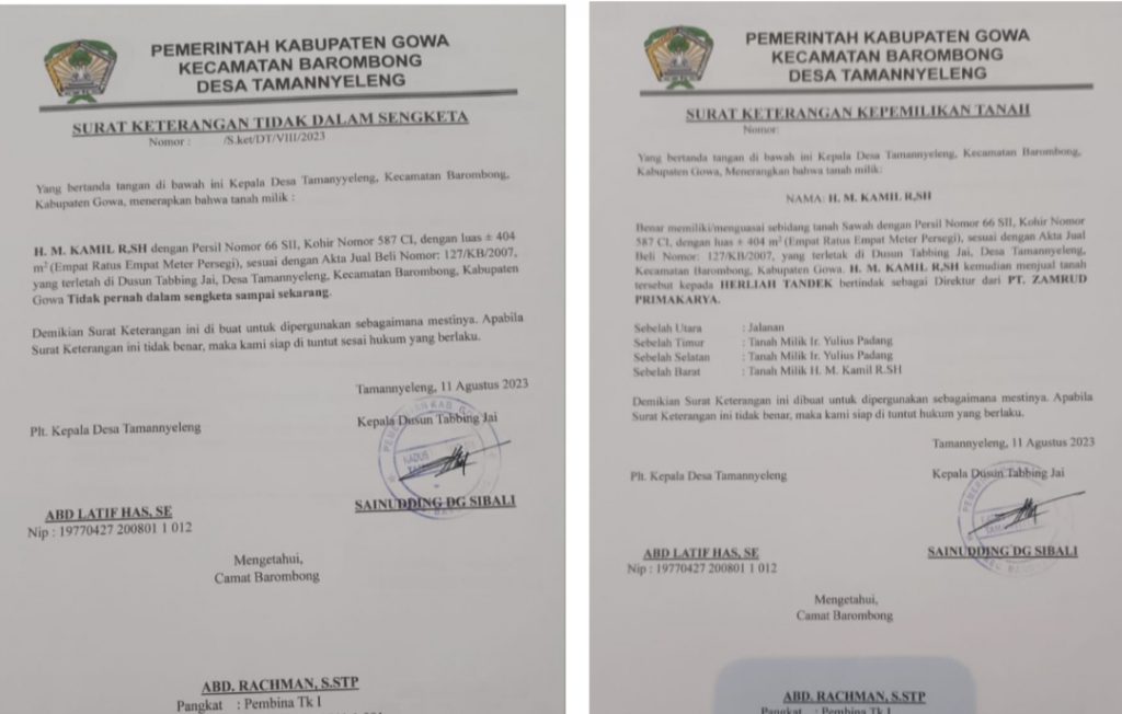 Diduga Pemerasan, Camat Barombong Bebani Warga Puluhan Juta Untuk Tandatangan Suket (SKKT)
