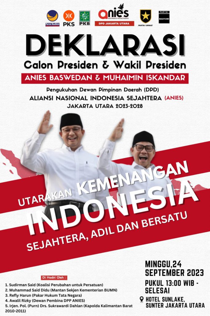 Deklarasi Anis Baswedan dan Muhaimin Iskandar jadi Capres dan cawapres di sunlake hotel