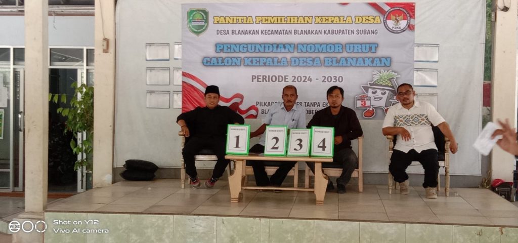 Panitia Pemilihan Kepala Desa Blanakan Kec.Blanakan Kab.Subang Menggelar Pengundian Nomer Urut Calon Kepala Desa Blanakan Priode 2024 -2030