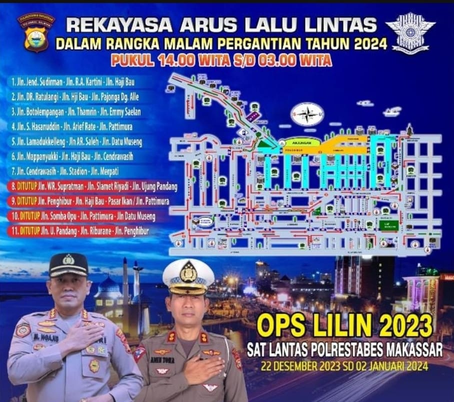 Kasatlantas Polrestabes Makassar Siapkan Rekayasa Arus Lalu Lintas Jelang Malam Tahun Baru 2024