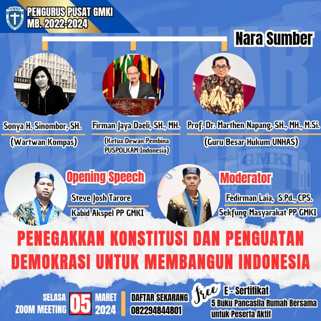 Antisipasi Dampak Buruk Demokrasi PP GMKI Gelar Dialog Penegakan Konstitusi
