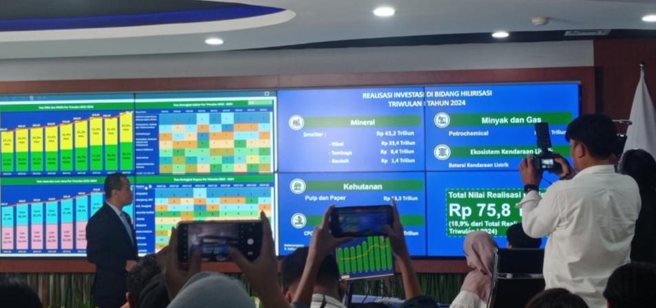 Konferensi Pers Realisasi Investasi Triwulan I Tahun 2024. Oleh Menteri Investasi/ Kepala Badan Koordinasi Penanaman modal ( BKPM)