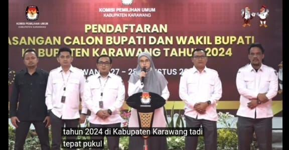 Pada hari ke 3 tanggal 29 Agustus 2024 KPU Karawang menerima pendaftaran Paslon Ajam Gina