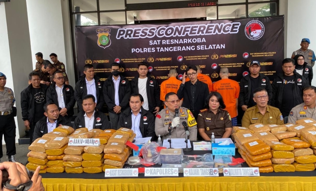 Polres Tangerang Selatan Ungkap Peredaran Narkotika Jenis Ganja Sebanyak 140,4 Kg