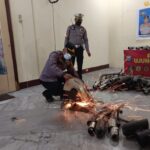 Polsek Ujung Pandang melaksanakan Pemusnahan Knalpot Brong Hasil Operasi Cipta Kondisi