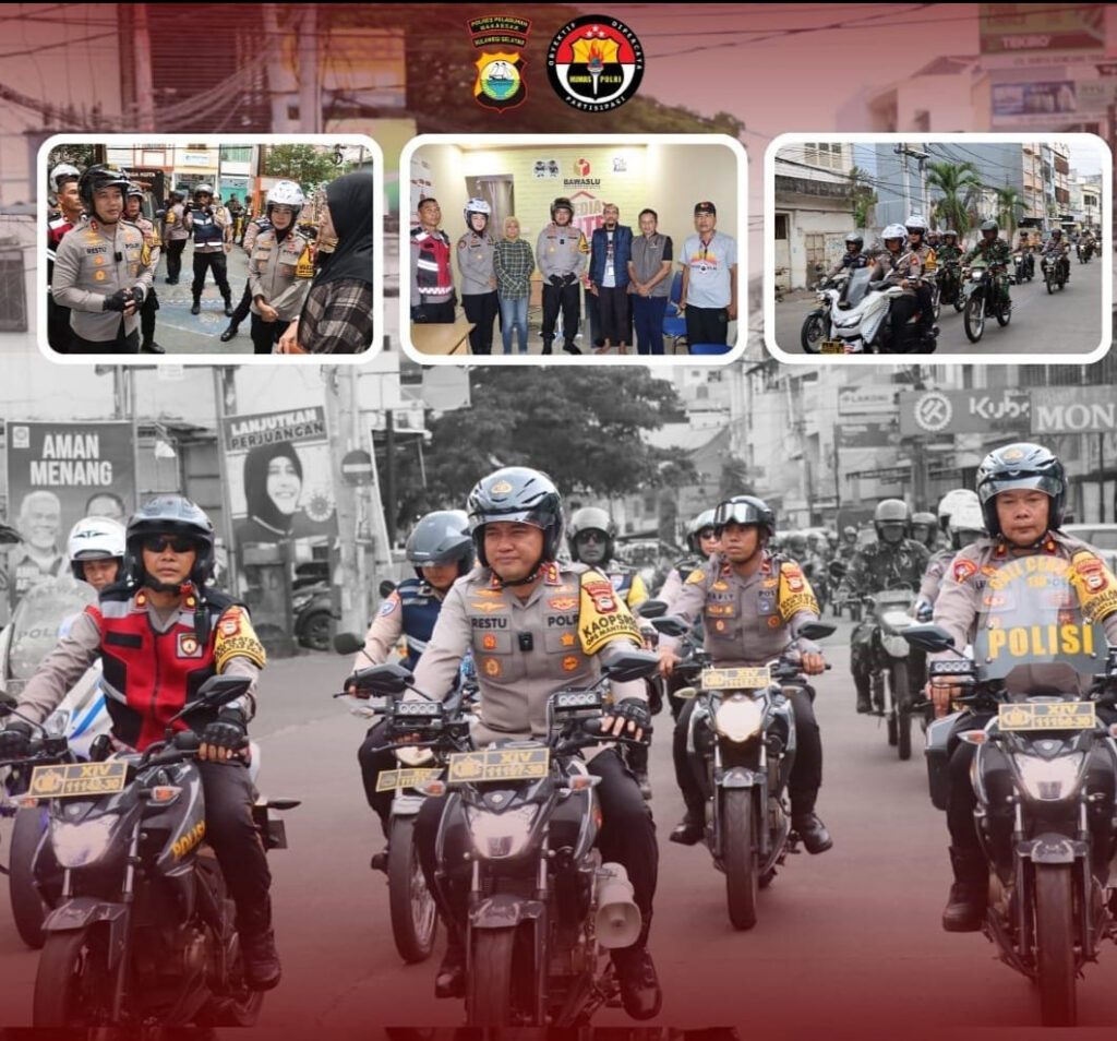 H-1 Pelantikan Presiden Dan Wakil Presiden Terpilih Polres Pelabuhan Makassar Bersama TNI Patroli Skala Besar Untuk Menjamin Keamanan.