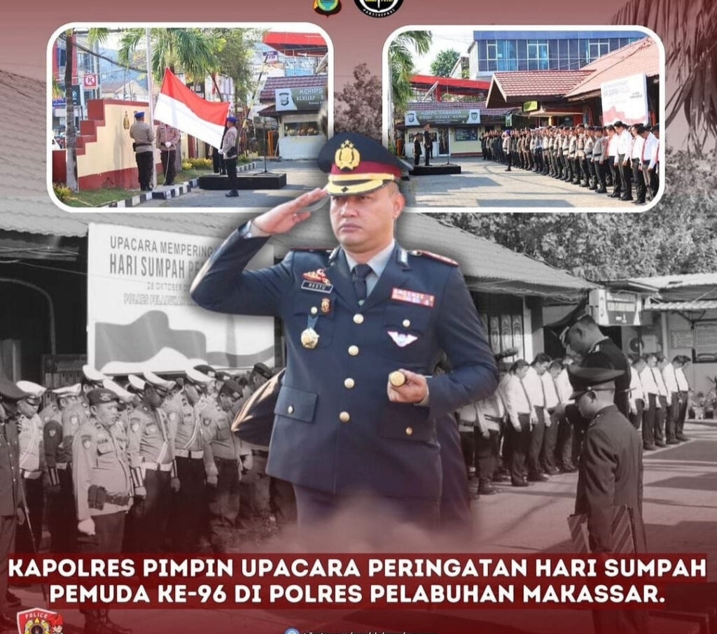 Kapolres Pimpin Upacara Peringatan Hari Sumpah Pemuda ke-96 di Polres Pelabuhan Makassar