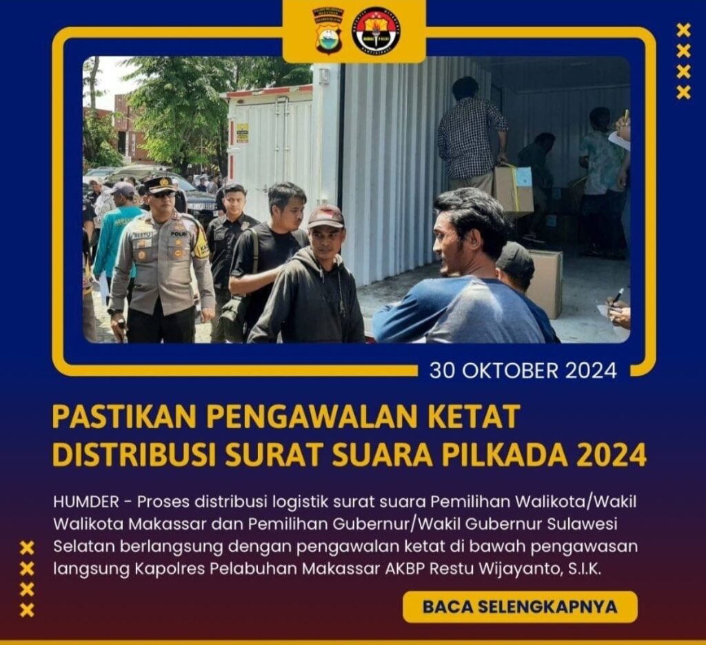Kapolres Pelabuhan Makassar Pastikan Pengawalan Ketat Distribusi Surat Suara Pilkada 2024