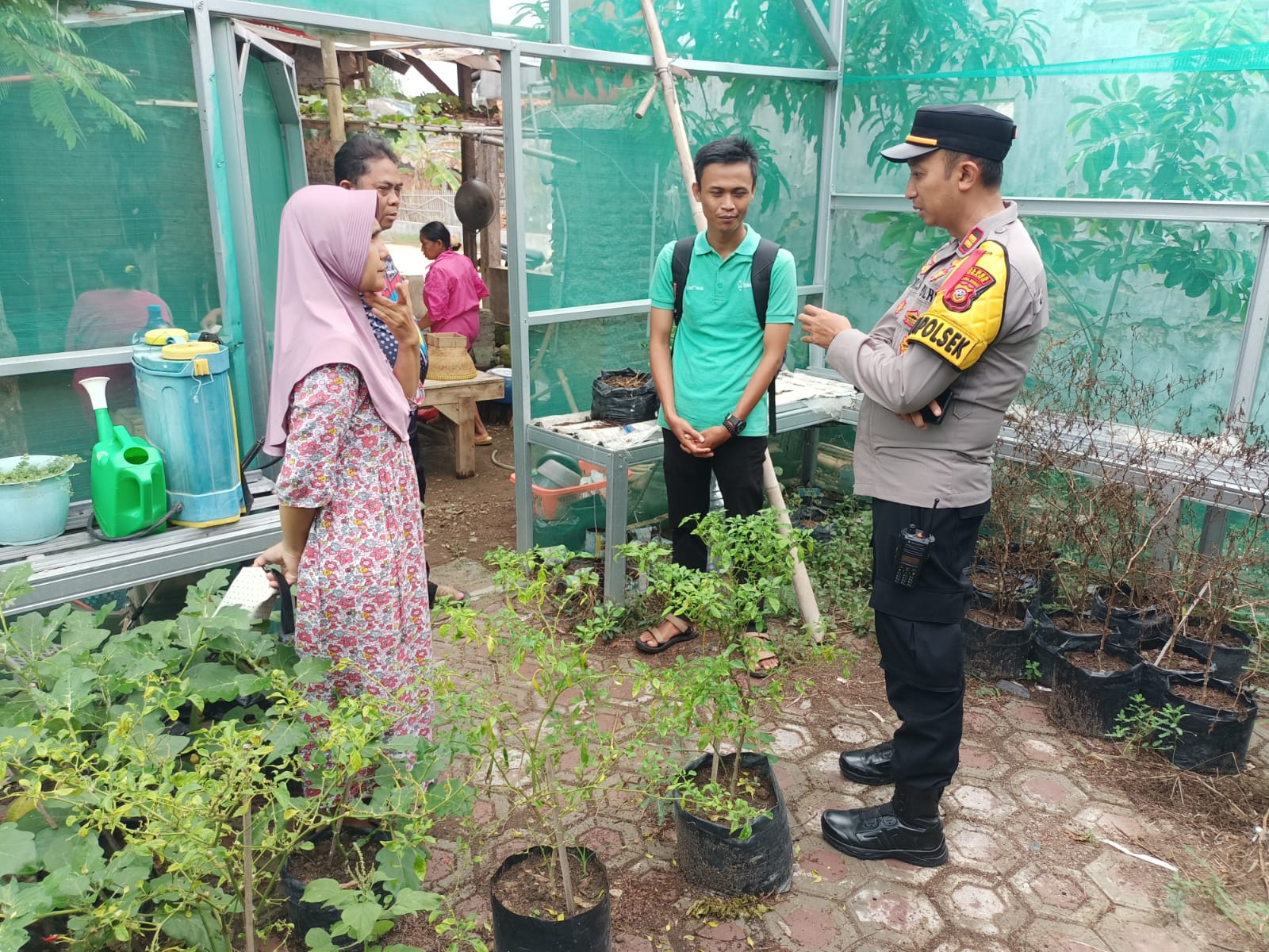 Kapolsek Blanakan Polres Subang , Iptu Andri Sugiarto S. Ip. M. A. P , bersama Anggota Binmas Briptu Wira , , dan PLT Sdr Gugun , melakukan pengecekan kegiatan ketahanan pangan di Desa Langensari