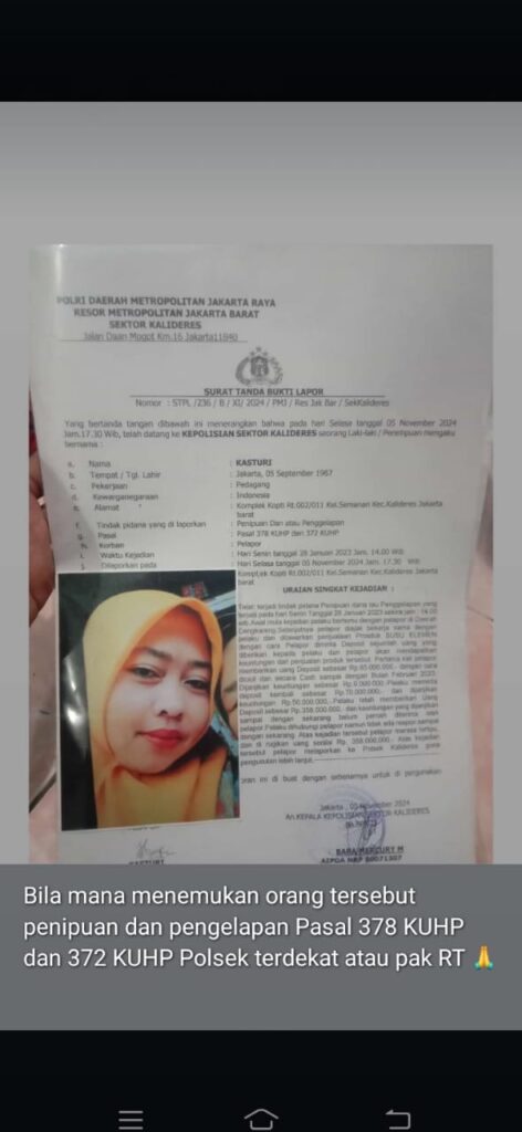 Dugaan Kasus Penipuan Dan Penggelapan Penawaran Bisnis Investasi Susu Suplemen sudah banyak menelan Korban