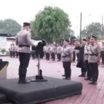 Upacara Serah Terima Jabatan  Kasat Lantas AKP Luky Martono.S.H.M.M.C.H.R.A. Kepada AKP Abdulrahman Hidayat S.Tr.K.S.I.K Di Gelar Halaman Makopolres Karawang