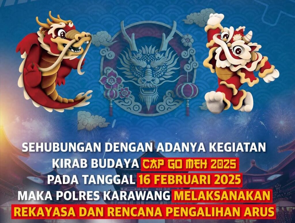 Polres Karawang Lakukan Rekayasa Lalu Lintas Untuk Kirab Budaya Cap Go Meh 2025