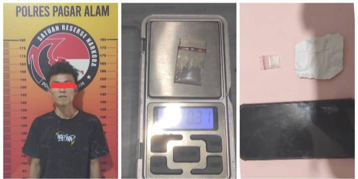 SATRES NARKOBA POLRES PAGAR ALAM KEMBALI BERHASIL MEMBEKUK SEORANG KURIR NARKOBA.