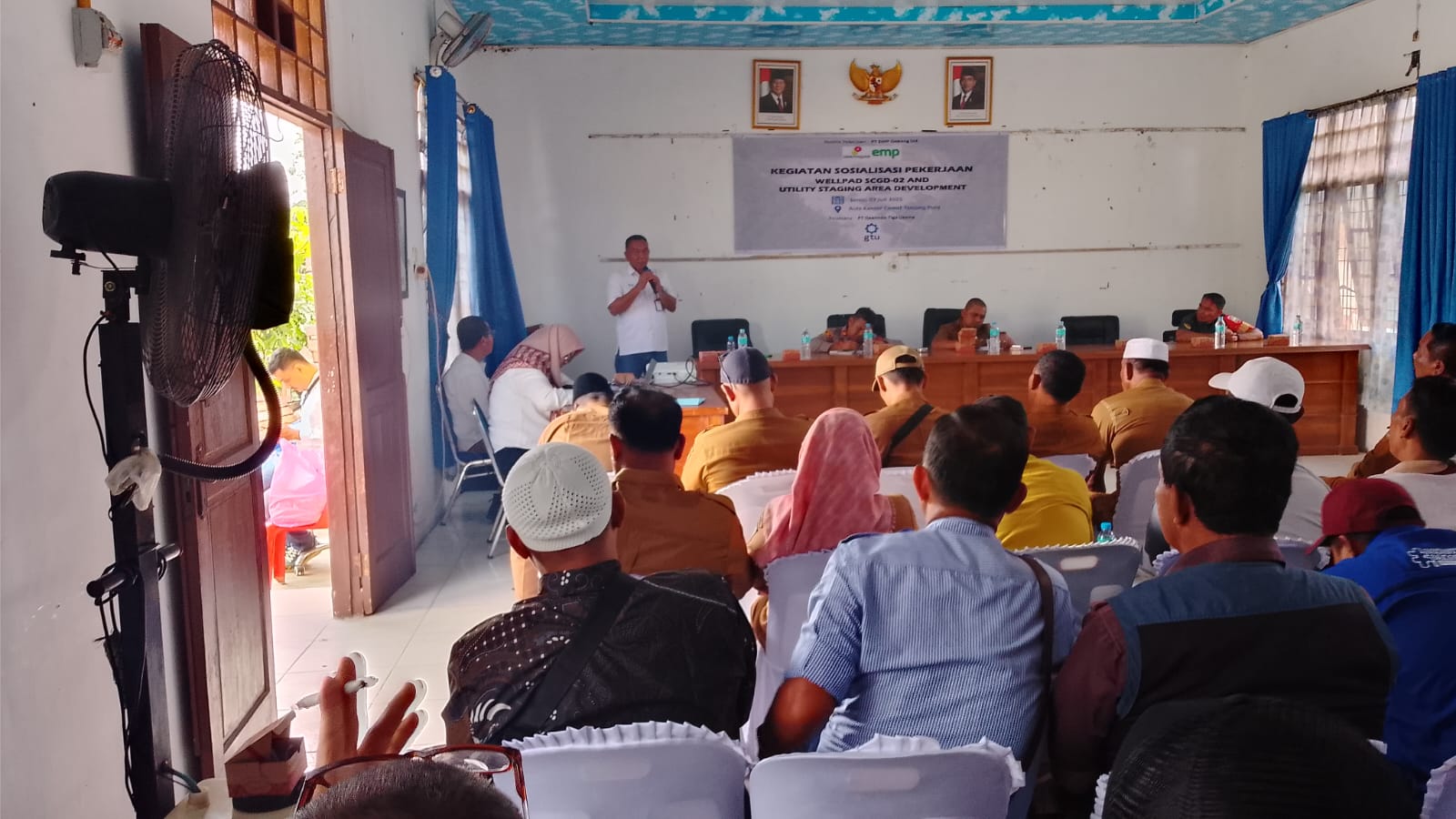 Sosialisasi PT EMP Bersama PT.GTU mengadakan sosialisaai pekerjaan Wellpad SCGD – 02 .and Utility Staging Area Development