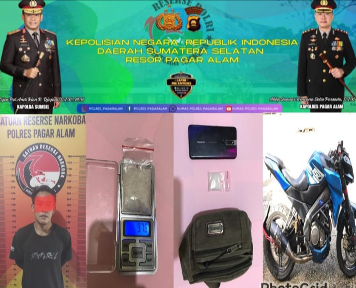 Polres Pagar Alam Tangkap Pengedar Shabu 9,76 Gram di Tumbak Ulas