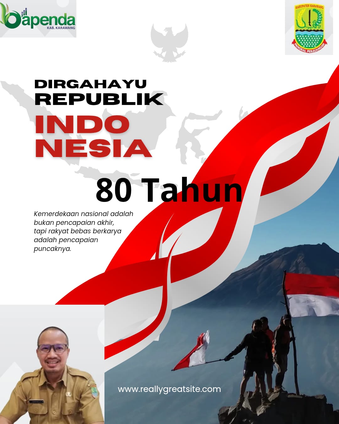 Bapenda Kabupaten Karawang Ucapkan Selamat HUT ke-80 RI: Bersatu dan Maju Menuju Indonesia Emas 2045