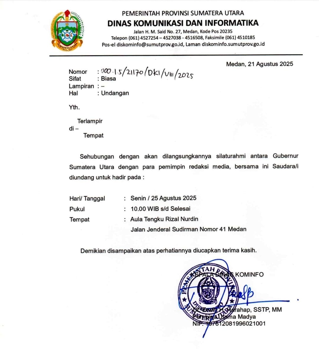 Kadis Kominfo Sumut Dituding Pecah Belah Media, Silaturahmi Gubernur Bobby Nasution Berujung Polemik