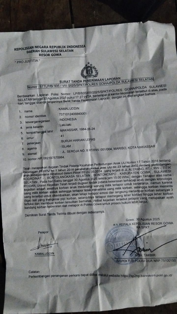 Diduga Kapolres gowa tutup mata adanya kasus Penganiayaan di bawa umur di wilayah hukumnya.