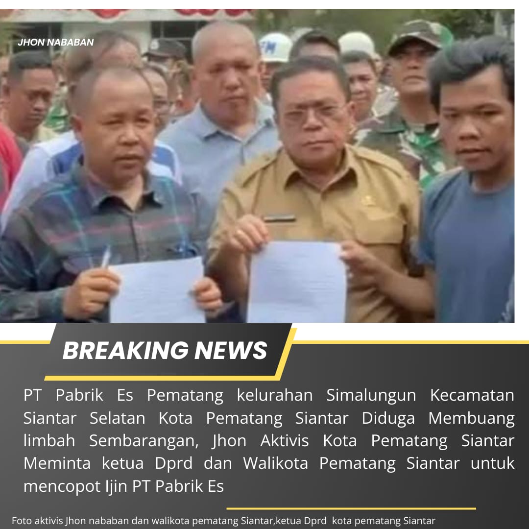 Warga Pematang Siantar Mengaku Resah, Akibat Limbah Yang Diduga Berasal Dari PT. Pabrik Es