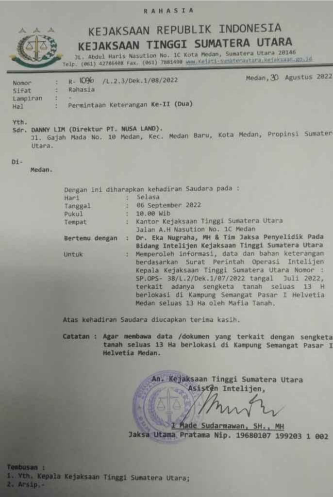 Kajagung Diminta Instruksikan Kajati Sumut Usut Penjualan Lahan Eks HGU PTPN II