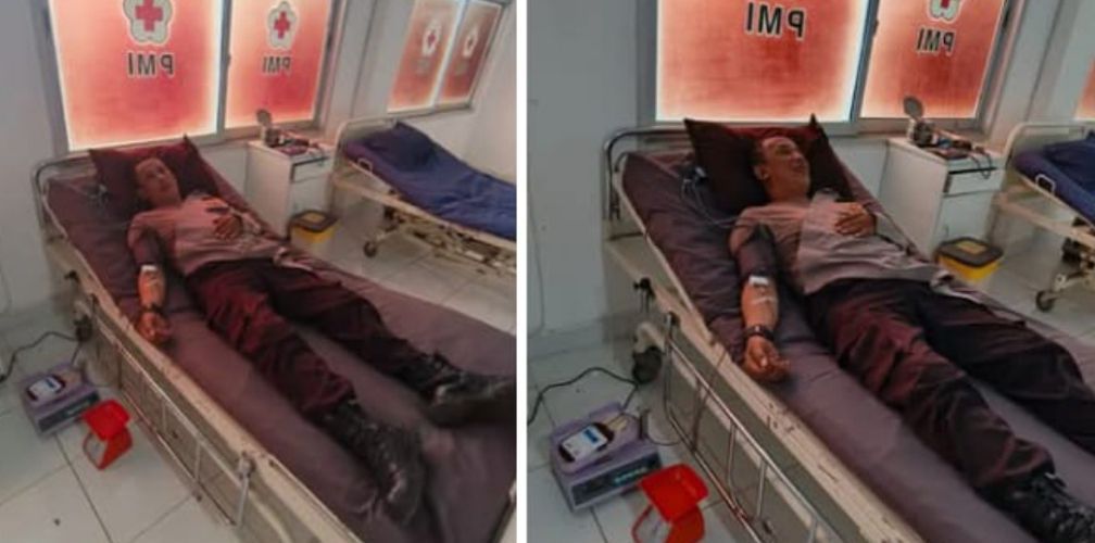 Bhabinkamtibmas Polsek Semidang Aji Donorkan Darah untuk Bocah 10 Tahun Penderita Thalasemia