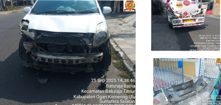 Kecelakaan Lalu Lintas Yaris vs Tangki Pertamina di Baturaja Timur, Tidak Ada Korban Jiwa