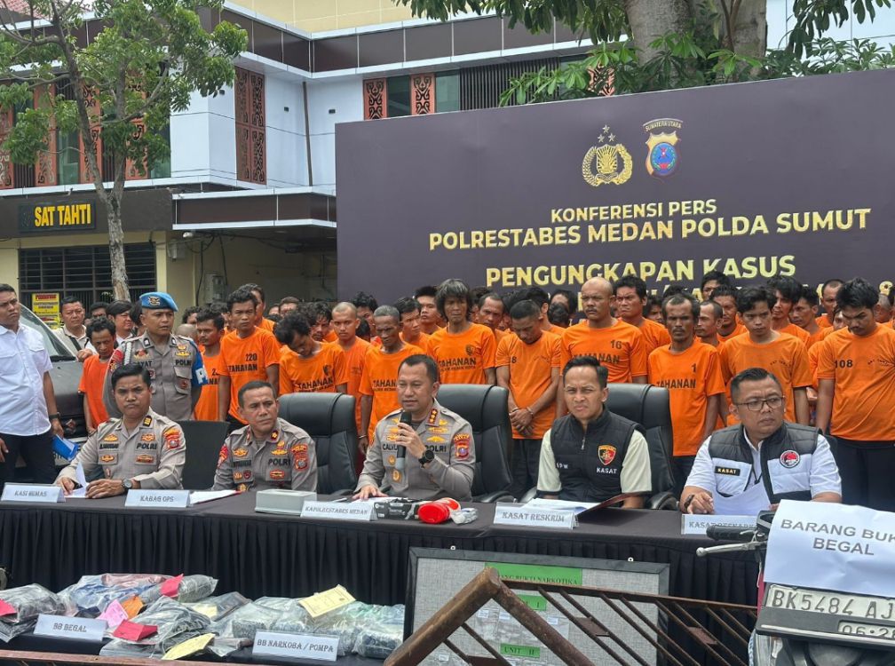 Sepekan, Polrestabes Medan Ungkap 61 Kasus dan Ringkus 87 Tersangka