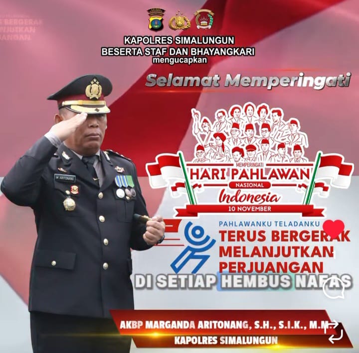 Hari Pahlawan Nasional, Kapolres Simalungun Ajak Masyarakat Teruskan Perjuangan Pahlawan Menuju Indonesia Emas 2045