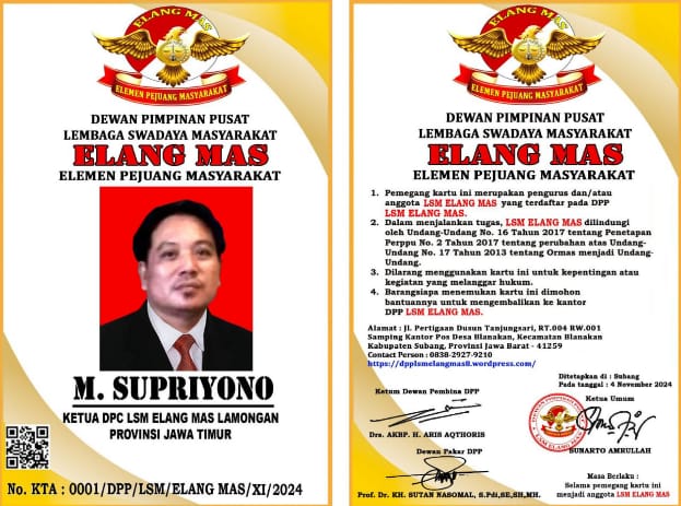 Ketua Umum DPP LSM ELANG MAS Sampaikan Ucapan Selamat Ulang Tahun ke-50 kepada M. Supriyono