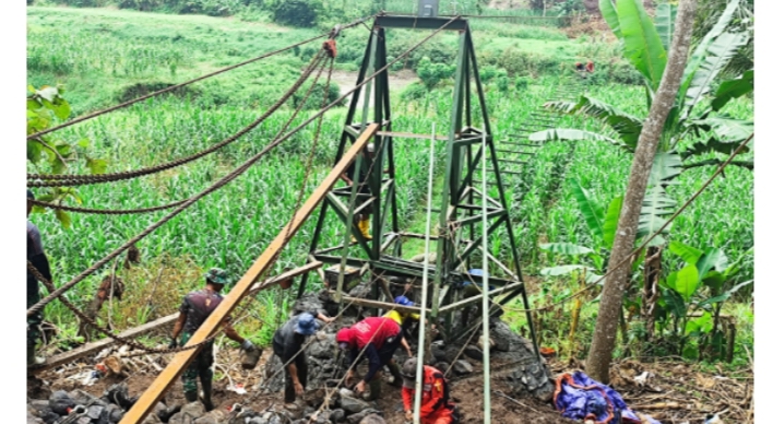 Jembatan Gantung Garuda: Pengecoran Menara dan palang Papan Dimulai