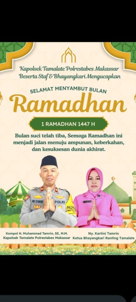Kapolsek Tamalate dan Bhayangkari Ucapkan Selamat Bulan Suci Ramadhan 1447 H