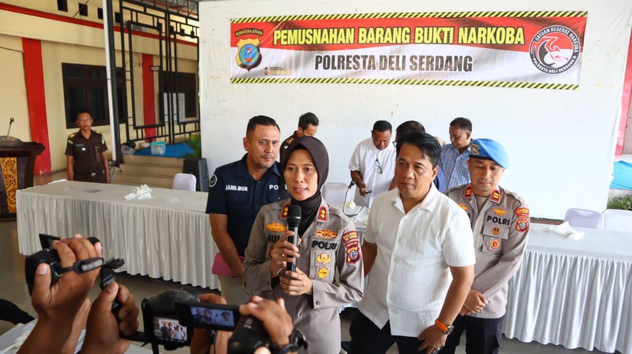 Polresta Deli Serdang Musnahkan Barang Bukti Narkoba Senilai Tujuh Miliar Lima Puluh Tujuh Juta Rupiah