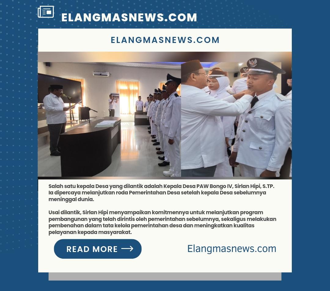 Bupati Rum Pagau Lantik Kades dan Anggota BPD di Boalemo, Sirlan Hipi Siap Lanjutkan Pengabdian di Desa Bongo IV