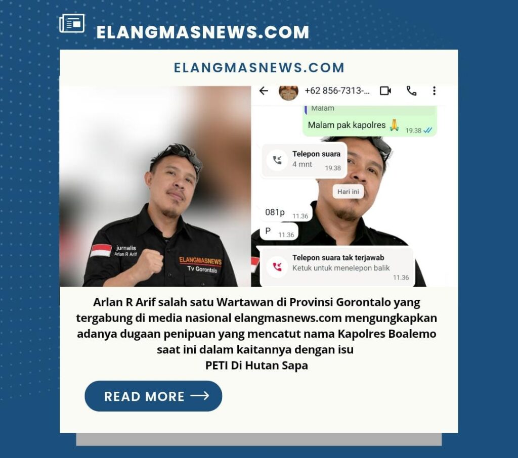 Dugaan Penipuan, Nama Kapolres Boalemo Diduga Dicatut : Arlan Dimintai Klarifikasi Soal PETI Sapa