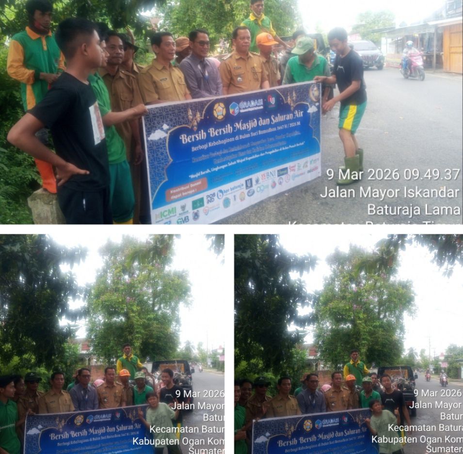 *Camat Baturaja Timur Pimpin Aksi Bersih Siring di Jalan Mayor Iskandar, Ajak Warga Peduli Lingkungan*.