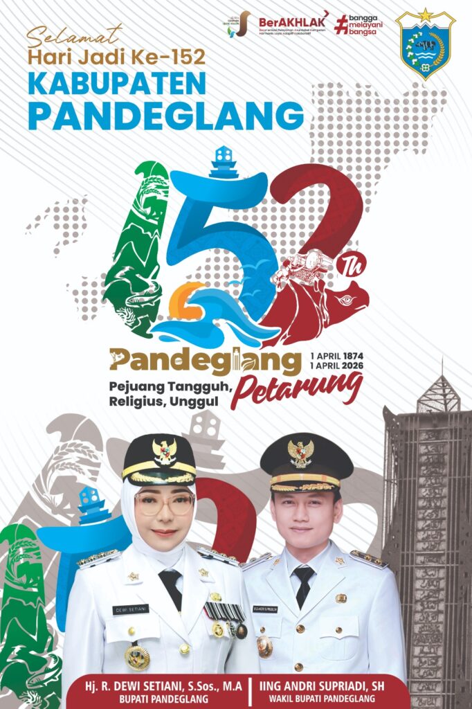 Pemerintah kabupaten Pandeglang ucapkan Selamat Hari Ulang Tahun kabupaten Pandeglang ke 152 tahun.