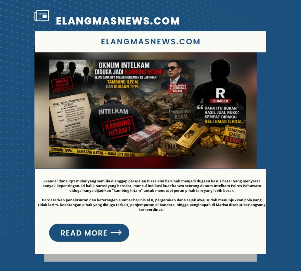 Oknum Intelkam Diduga Jadi Kambing Hitam! Jejak Dana Rp1 Miliar Mengarah ke Jaringan Tambang Ilegal dan Dugaan TPPU