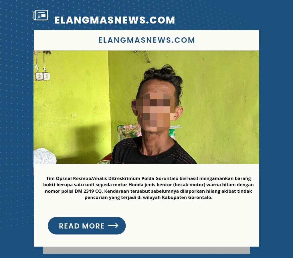 Bentor Curian Diamankan, Pelaku Mengaku Setelah Diperiksa Resmob Polda Gorontalo