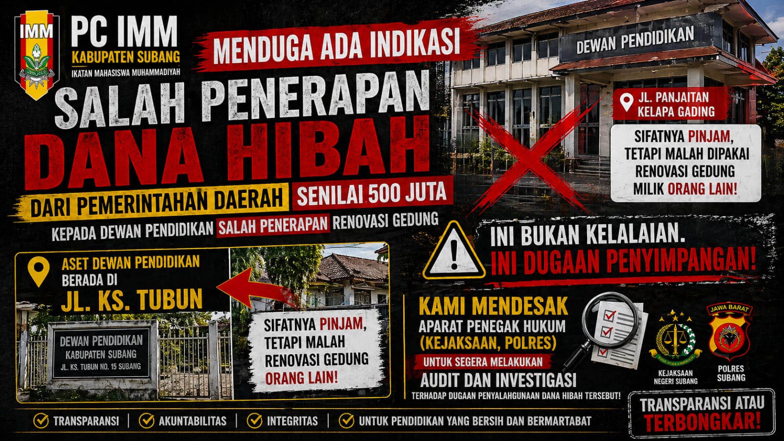 DUGAAN PENYIMPANGAN DANA HIBAH Rp500 JUTA — JANGAN MAIN-MAIN DENGAN UANG RAKYAT!