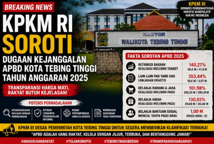 KPKM RI Soroti Dugaan Kejanggalan APBD Kota Tebing Tinggi Tahun 2025