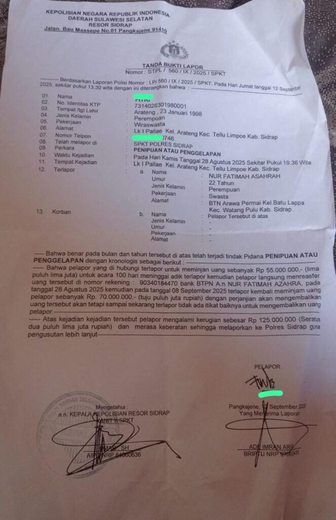 Dugaan Permintaan Uang Oknum Penyidik Warnai Penanganan Kasus di Polres Sidrap