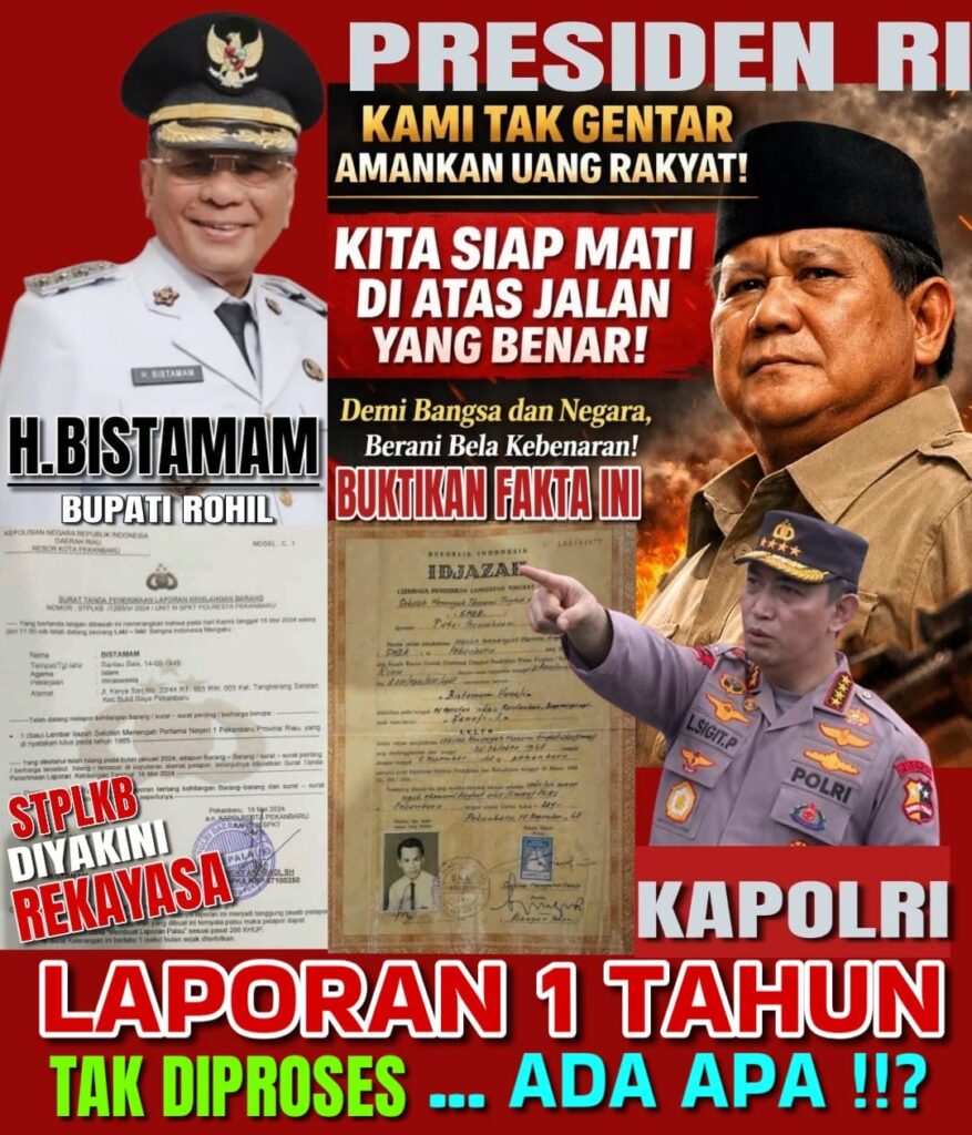 DEWAN PAKAR DPP LSM ELANG MAS Prof Dr Sutan Nasomal Meminta Negara dan APH Jangan Tutup Mata Terkait Bupati Rokan Hilir, H. Bistamam