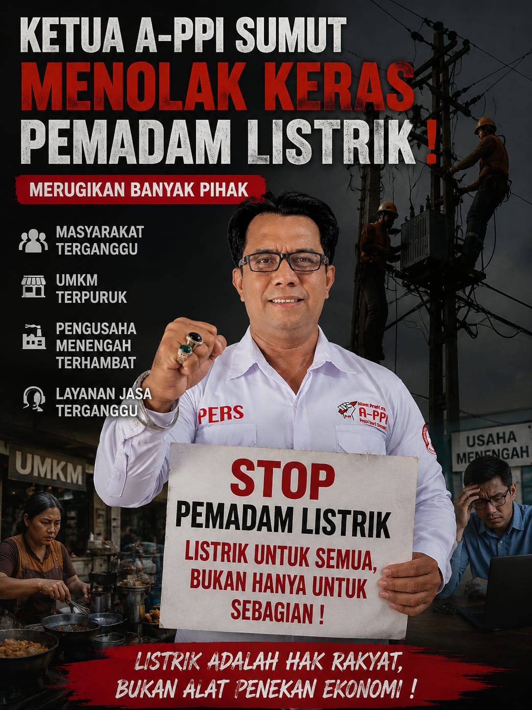 A-PPI Sumut Hardep angkat bicara Pemadaman Massal Sumbagut Rugikan Semua Kalangan, Kepala & Direktur harus Bertanggung Jawab