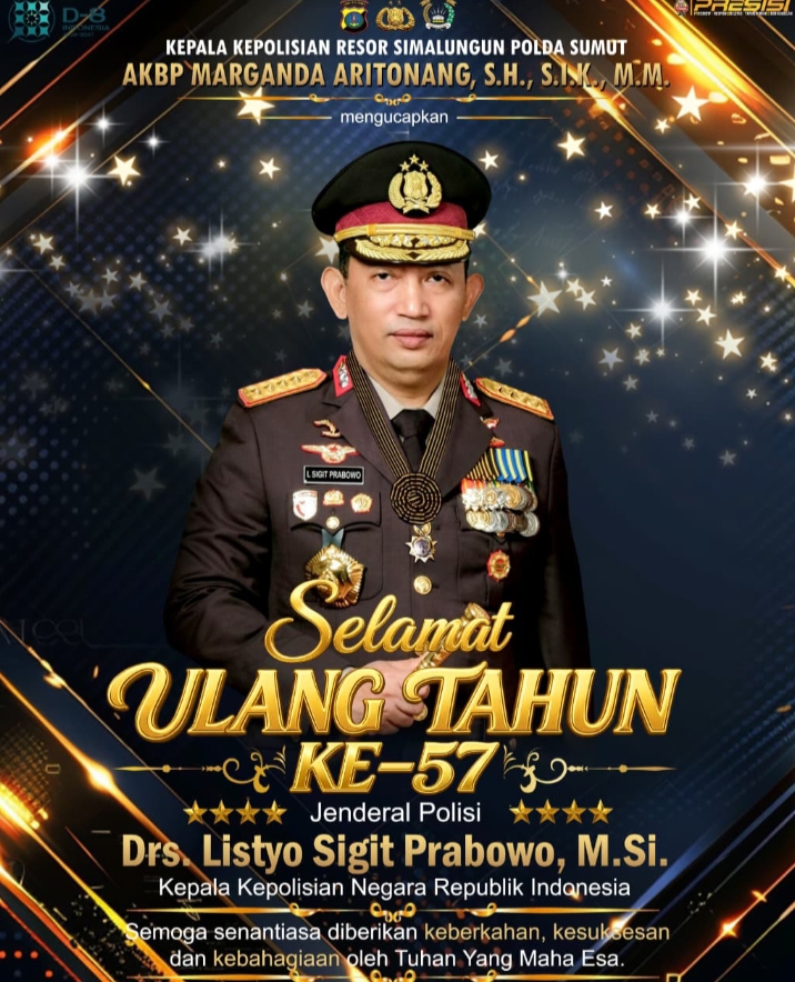 Polres Simalungun Ucapkan Selamat Ulang Tahun ke-57 Kapolri Jenderal Listyo Sigit Prabowo, Wujud Nyata Polri Humanis dan Berintegritas