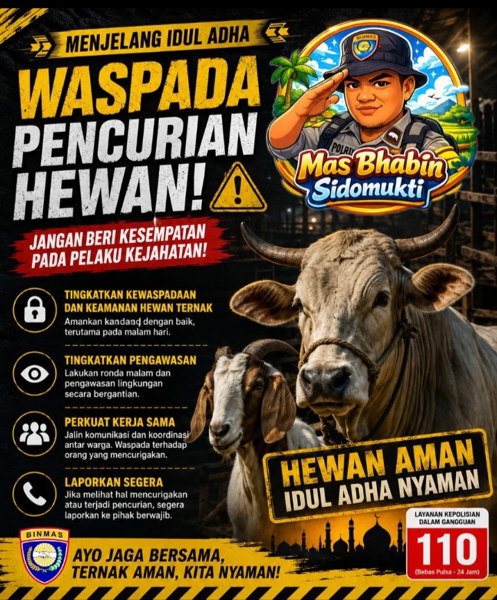 ANTISIPASI PENCURIAN HEWAN TERNAK MENJELANG HARI RAYA IDUL ADHA 1447 H AIPDA NANANG SUMANTRI, S.H. GALAKKAN KEGIATAN PEDDAL KAMTIBMAS
