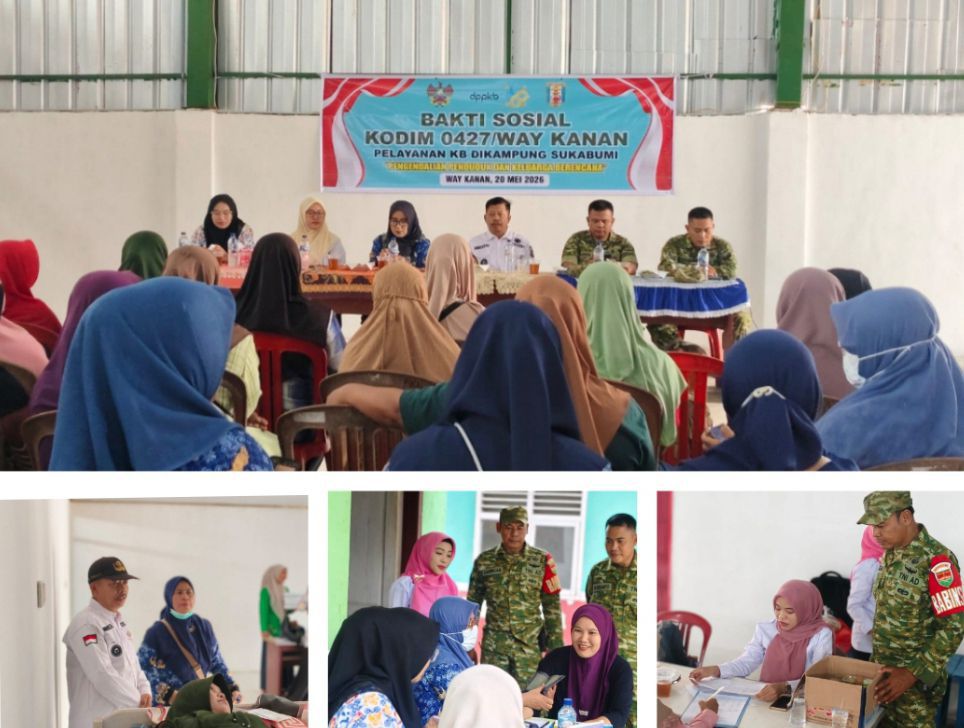 BAKTI SOSIAL KODIM 0427/WAY KANAN GELAR PELAYANAN KB DI KAMPUNG SUKABUMI