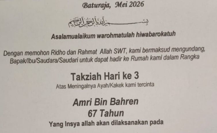 Mengenang atas meninggalnya saudara kita AMRI bin Bahren