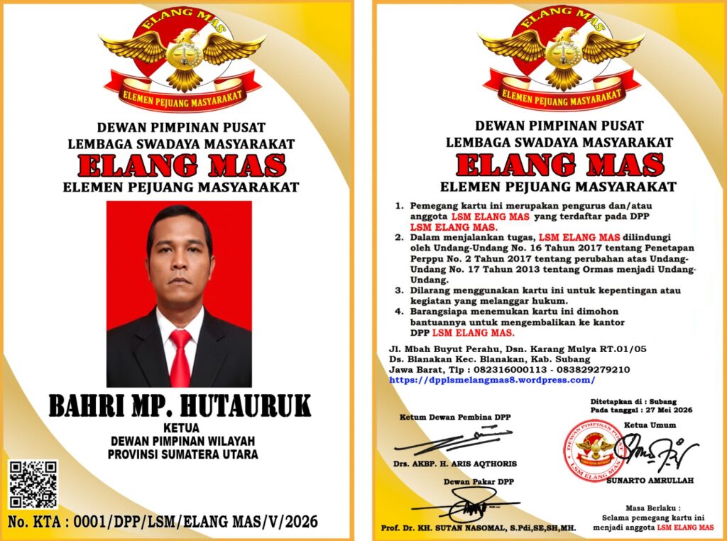Ketua DPW LSM ELANG MAS Sumatera Utara :  “Peringatan HARI PANCASILA kita jadikan sebagai Alat Pemersatu Bangsa”